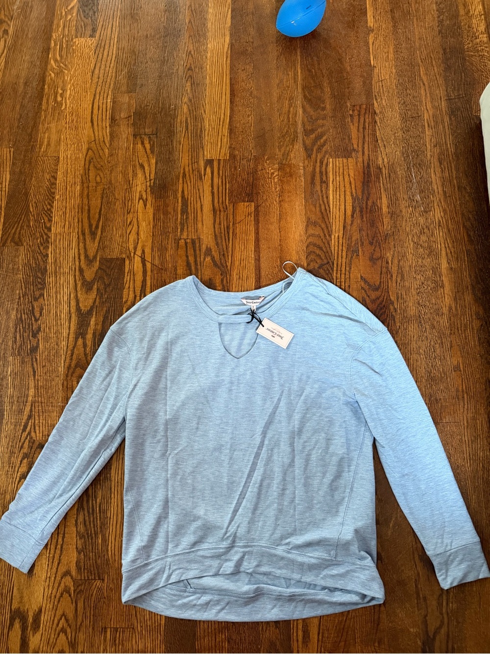 Juicy Couture Pale Blue Keyhole Neck Short Sleeve Top